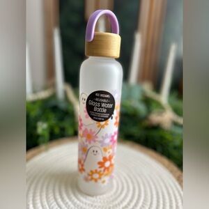 Ghost Flower Reusable Glass Water Bottle OCS Designs 21 oz BPA-free